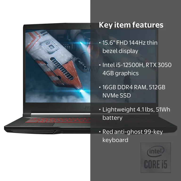 MSI GF63 Thin 11UC-1276US Gaming Laptop, 15.6 144Hz, Intel Core i5