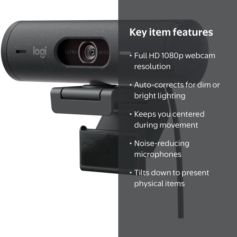 Logitech Brio 500 Full HD Computer Webcam for Laptop/Desktop PC