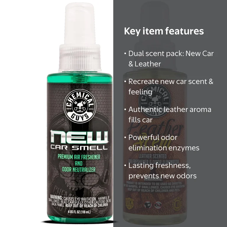 Chemical Guys New Car and Leather Scent 4oz Spray Combo Pack