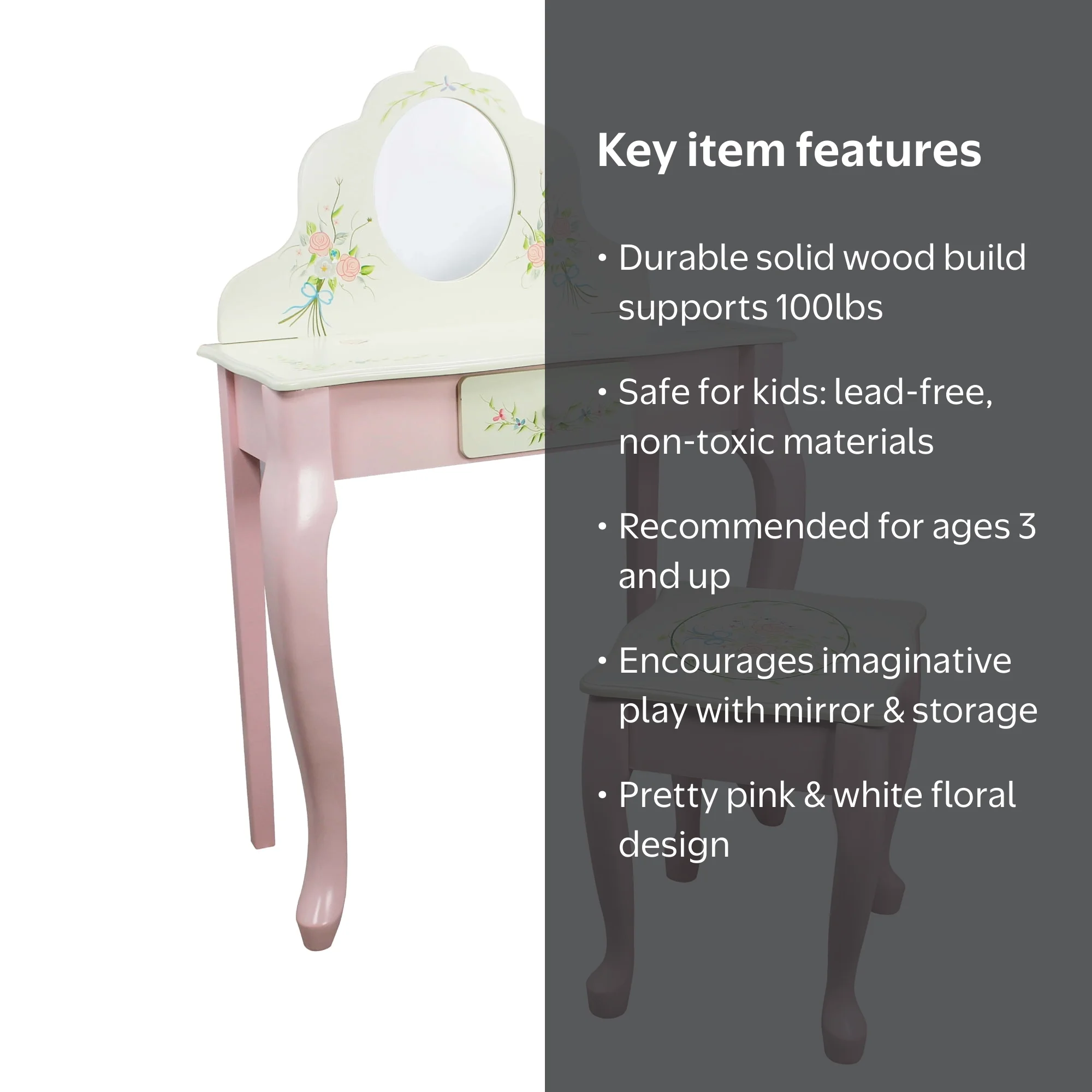ライトピンク デイジー立体花プリンセス風コットン ベッド用4点セット0 Fantasy Fields By Teamson Kids- Princess Floral Garden Wooden Play