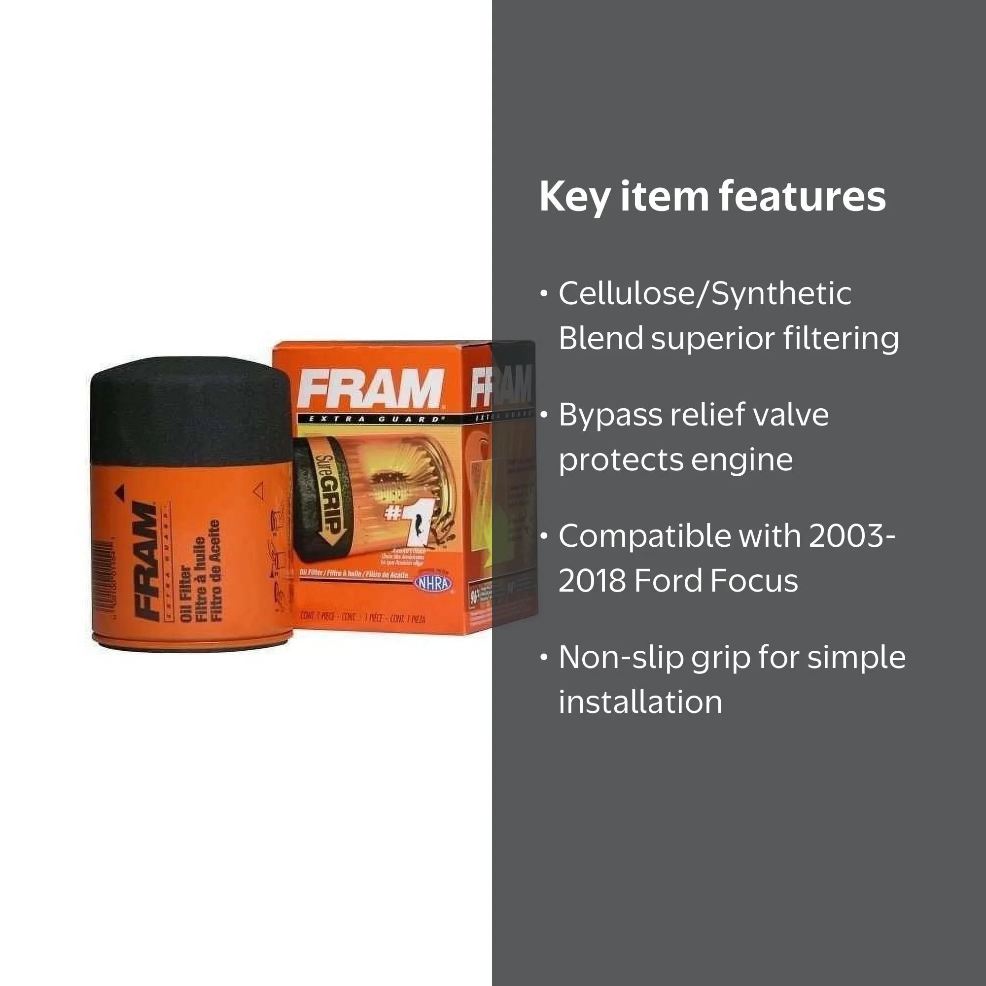 FRAM Extra Guard Oil Filter for 2003-2018 Ford Focus, Advanced