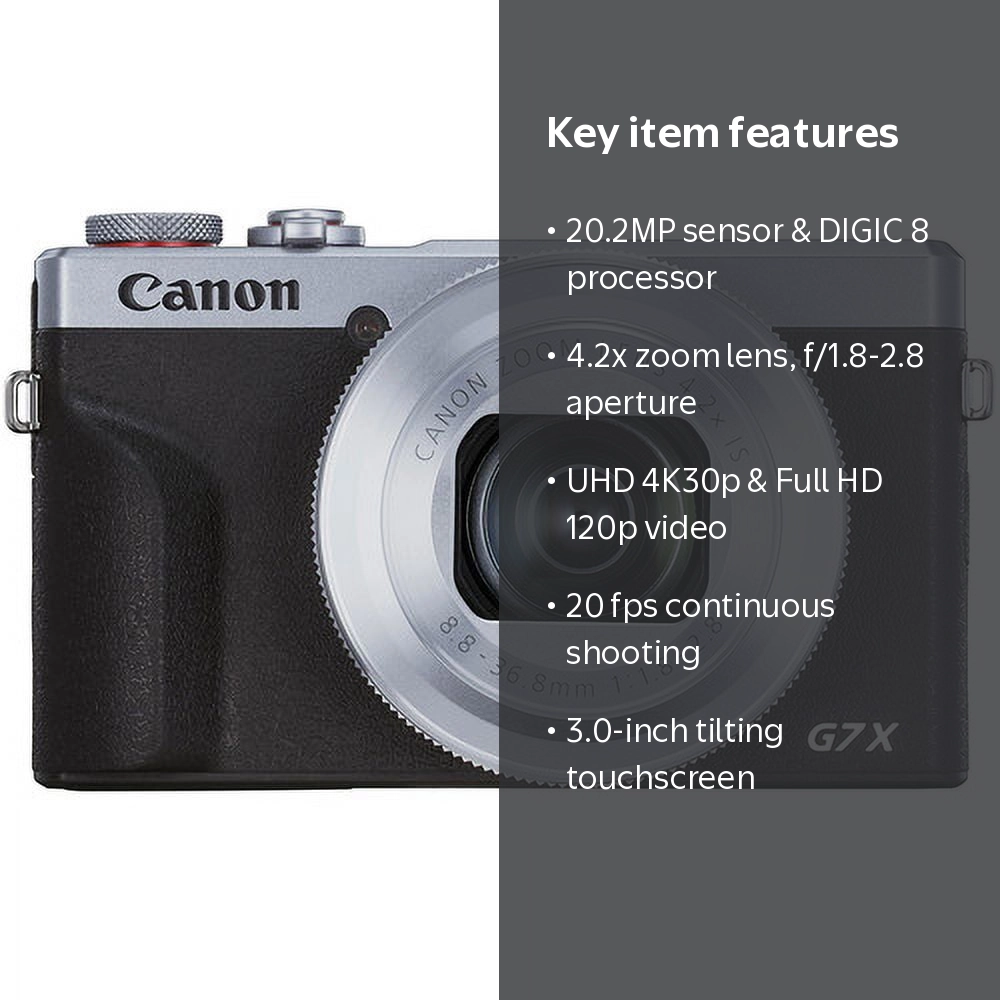 Canon PowerShot G7 X Mark III Digital Camera (Silver) with 4.2x