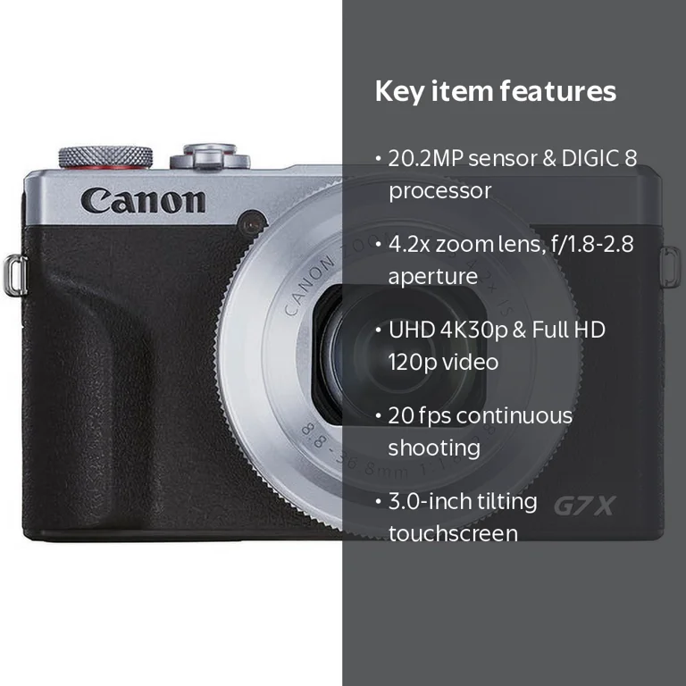 Canon PowerShot G7 X Mark III Digital Camera (Silver) with 4.2x