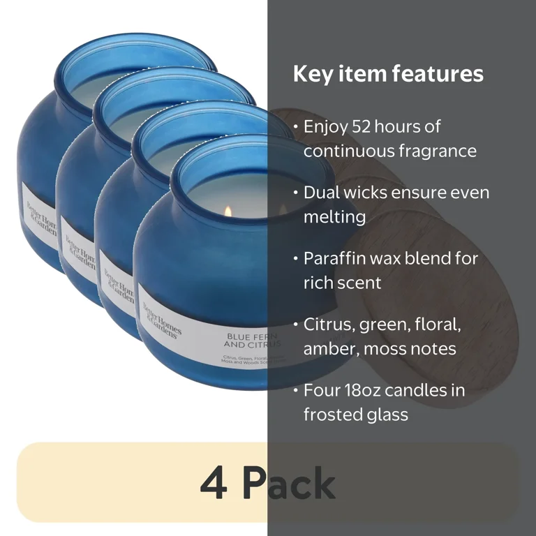 Homes & Gardens Blue Fern & Citrus 2-Wick Candle - Walmart.com