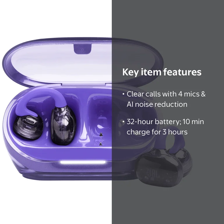 JBL, Soundgear Clips, Purple, Wireless Open-Ear Headphones