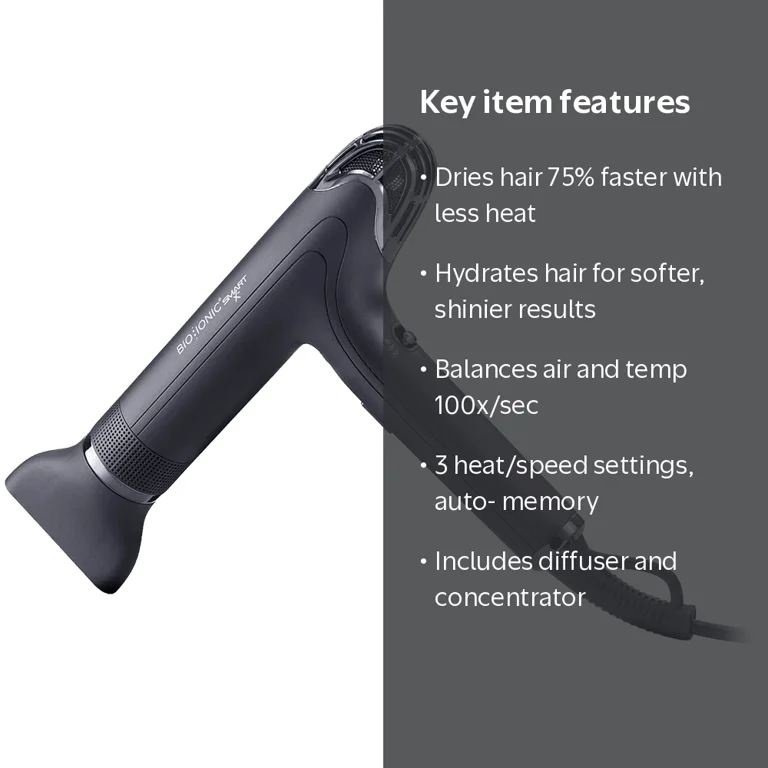 Bio Ionic SMART-X Hair Dryer with Diffuser, High-Efficiency Blow