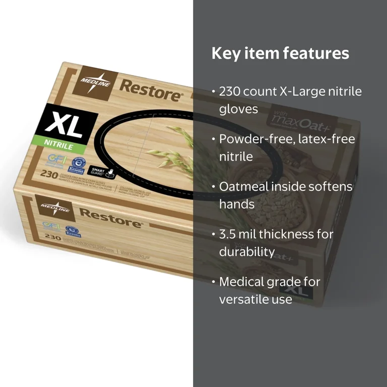 ORLIMARTRIL10.5° 15° 17° 3本セットになります Medline Restore X-Large Nitrile Exam Gloves, 230 Ct, Powder-Free