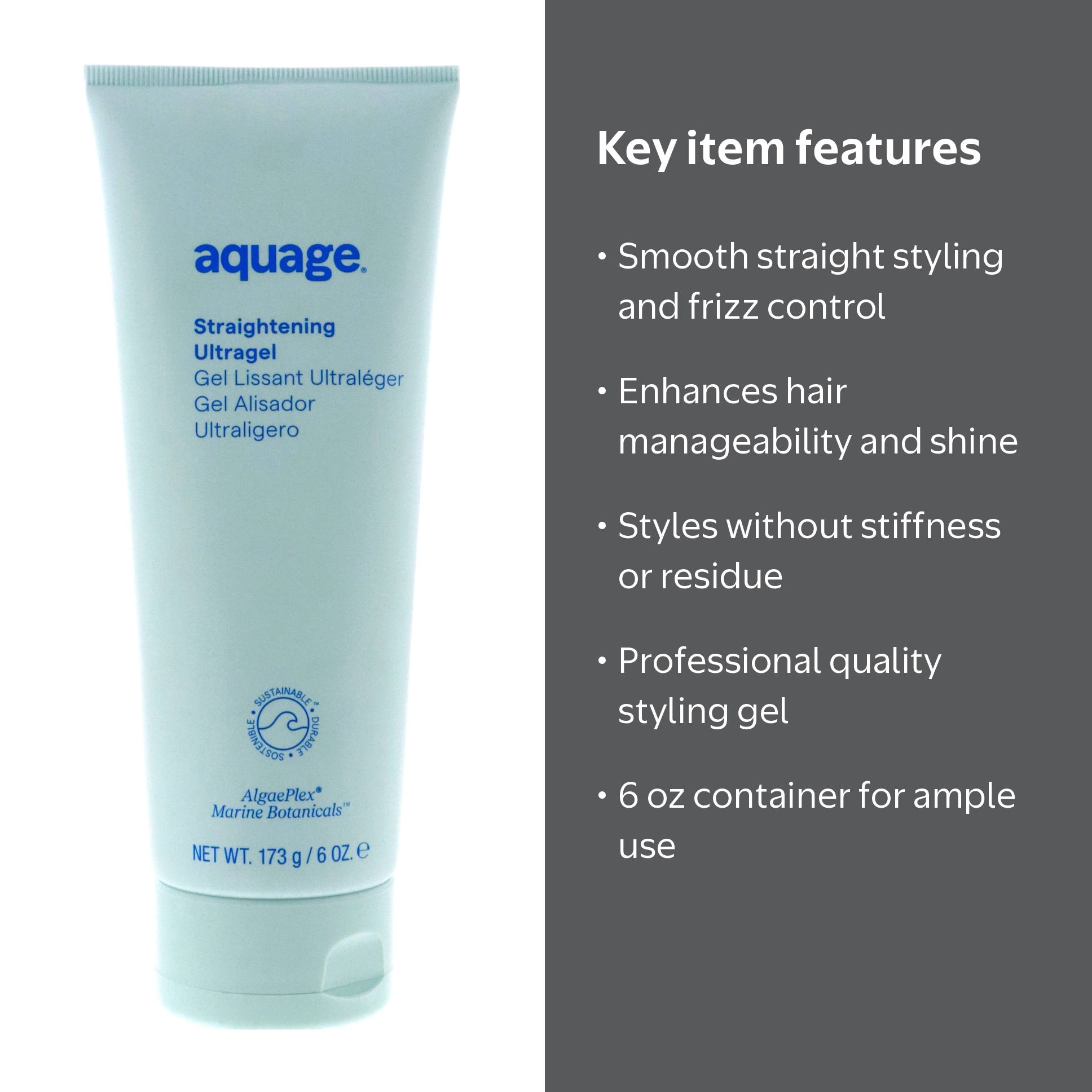 Aquage, Straightening Ultragel, 6 oz for sleek, straight styles