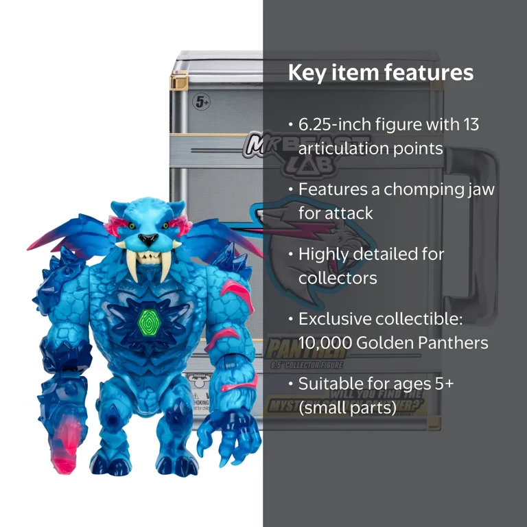 MrBeast Lab, Apex Beast Panther Collector Figure, 6.25 Inch, Blue