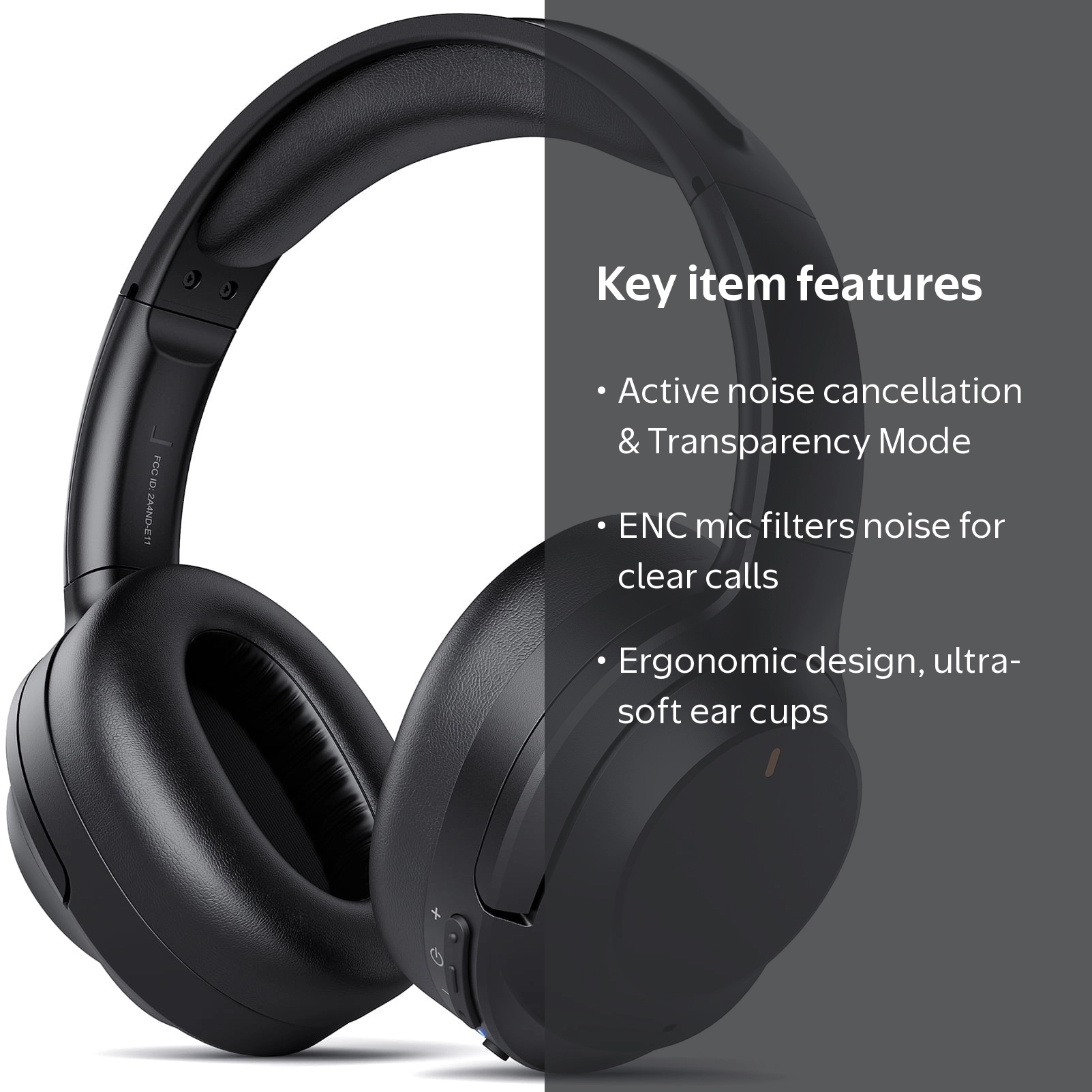 Cowinのヘッドフォン COWIN, Active Noise Cancelling Bluetooth Headphones, Black
