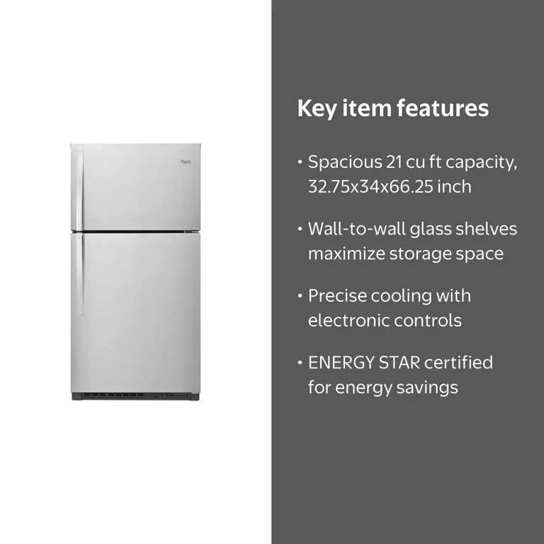Whirlpool 33 Inches 21 cu ft Top Freezer Refrigerator in