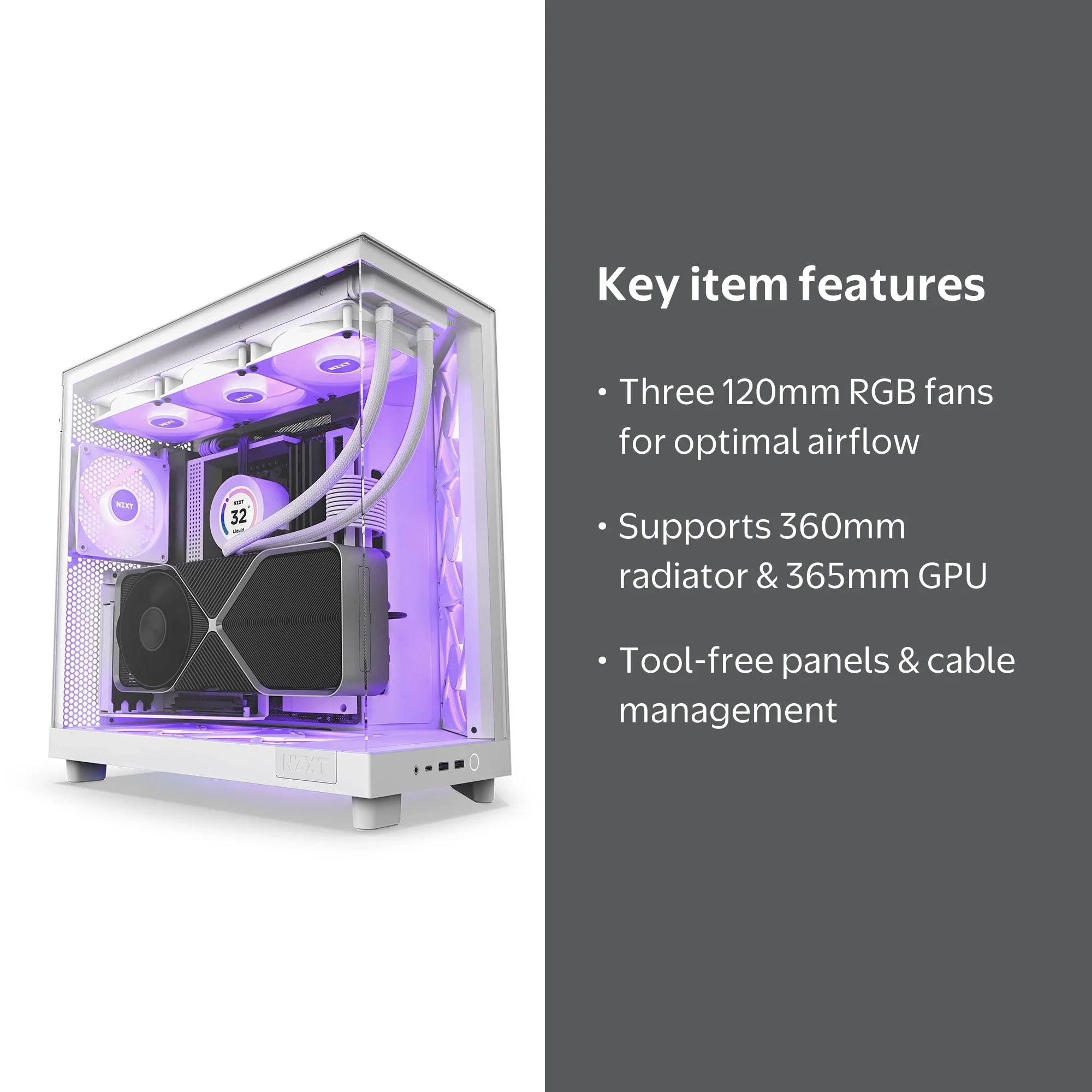 NZXT H6 FLOW RGB Compact Dual-Chamber Mid-Tower Airflow Case