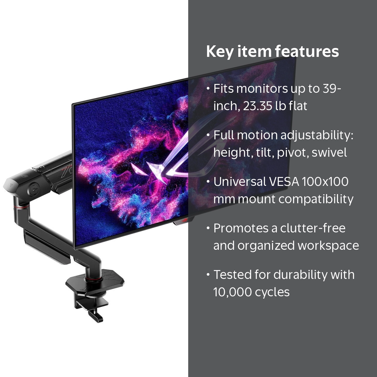 ASUS ROG Ergo Monitor Arm (AAS01) - Monitor Mount with Cable