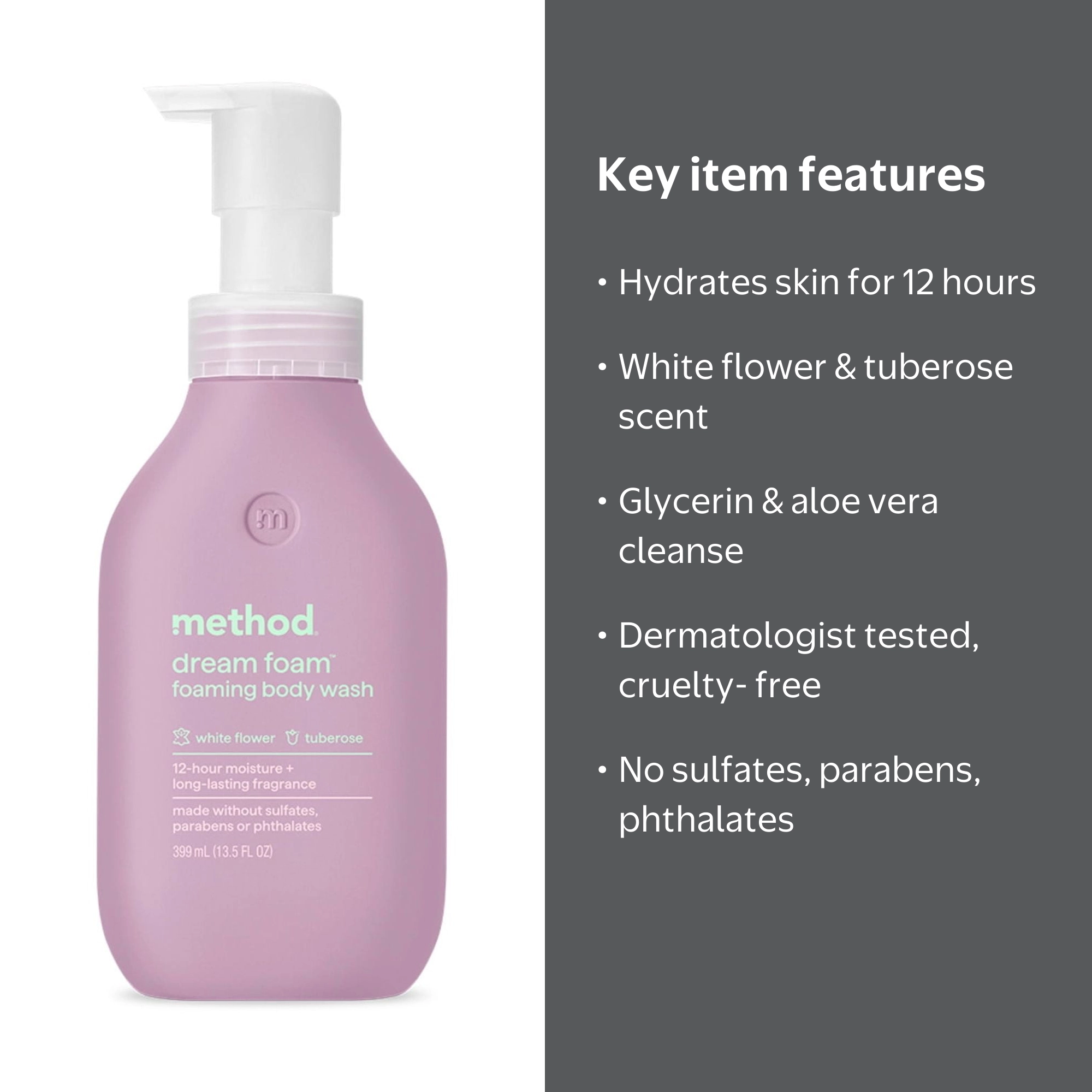 Method Dream Foam, Foaming Body Wash, White Flower + Tuberose