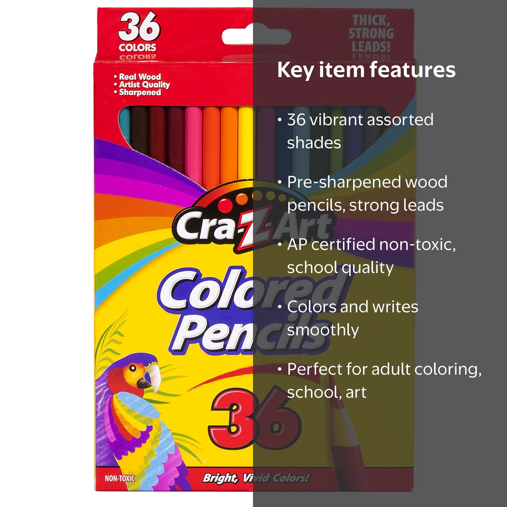 Cra-Z-Art Pre-Sharpened Colored Pencils, 36 Assorted Colors