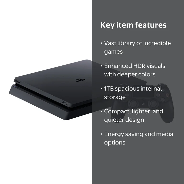 Free Shipping! Sony PS4 Slim, 1TB Black Gaming Console, Remote