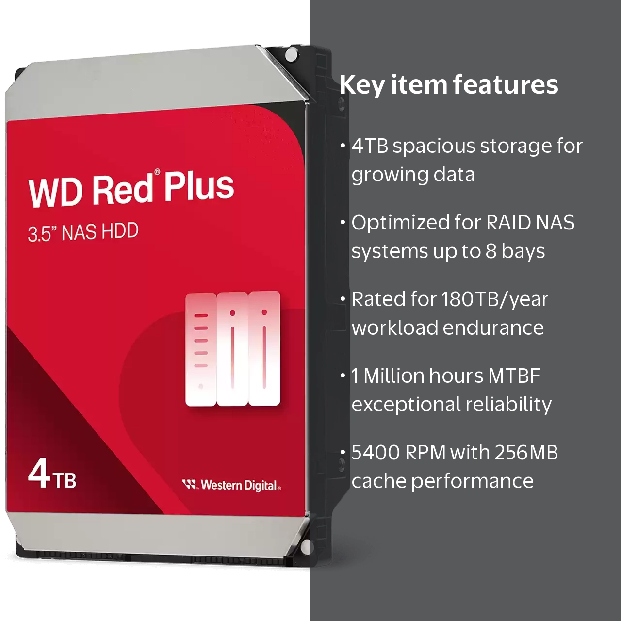 【ほぼ新品】WD Red Plus 4TB HDD WD40EFPX WD, NAS SATA HDD, 4TB WD40EFPX, 3.5 inch Internal Hard Drive