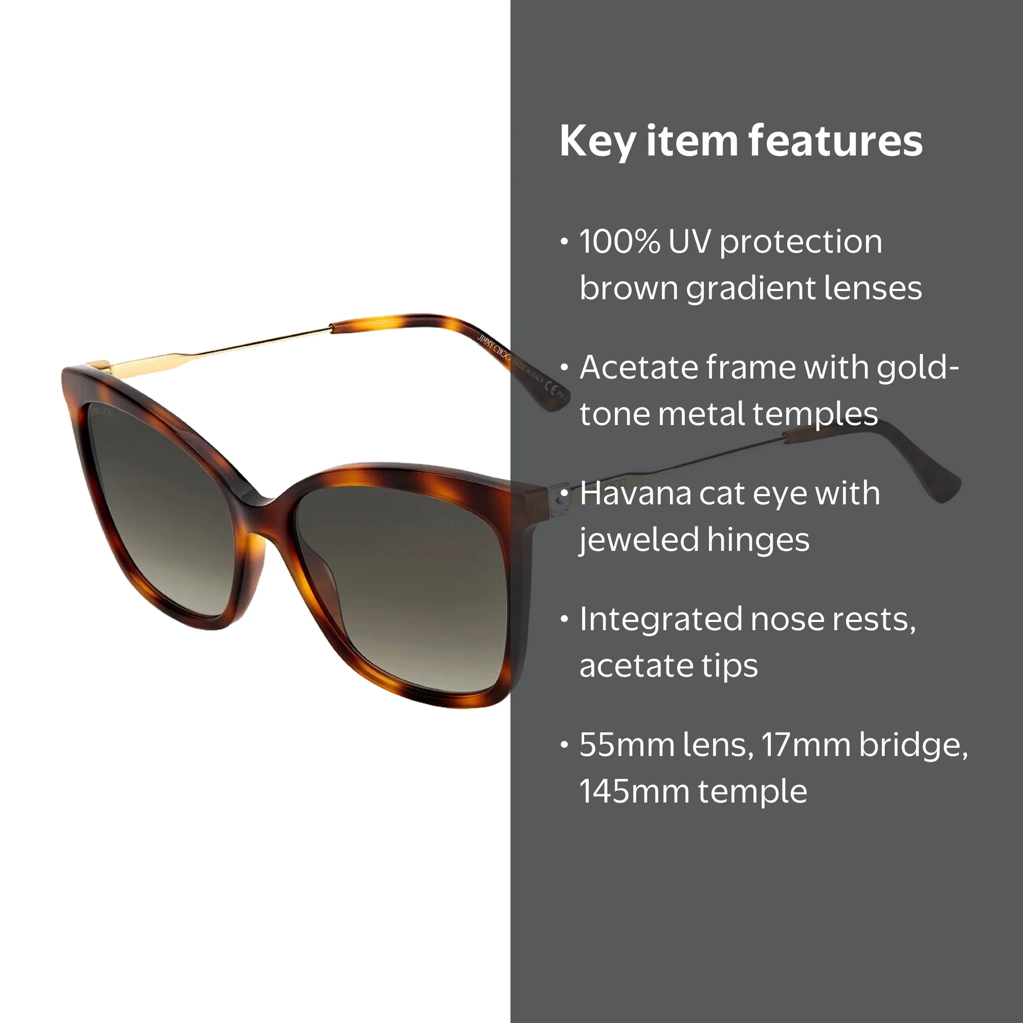 Jimmy Choo Women's Maci Havana Cat Eye Sunglasses - Walmart.com