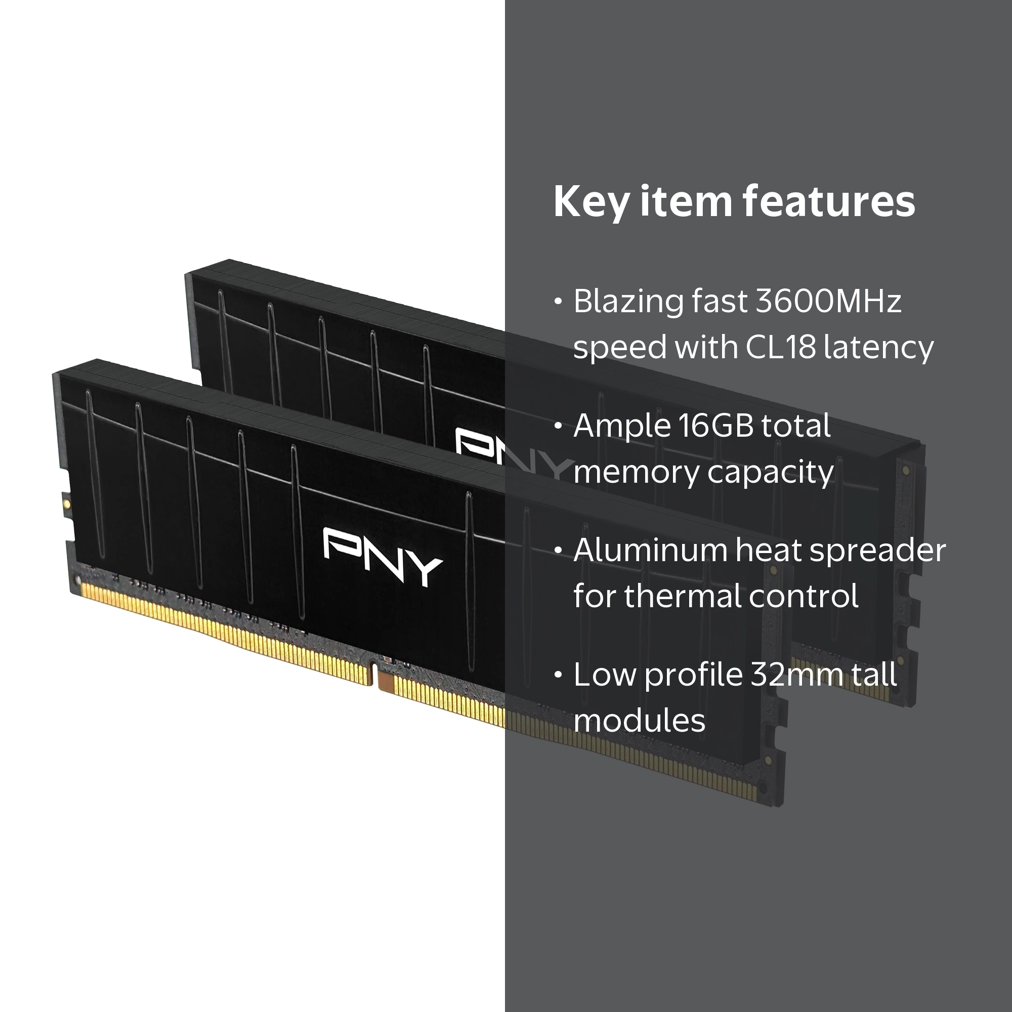 PNY 16GB (2x8GB) DDR4 3600MHz (PC4-28800) CL18 1.35V Desktop