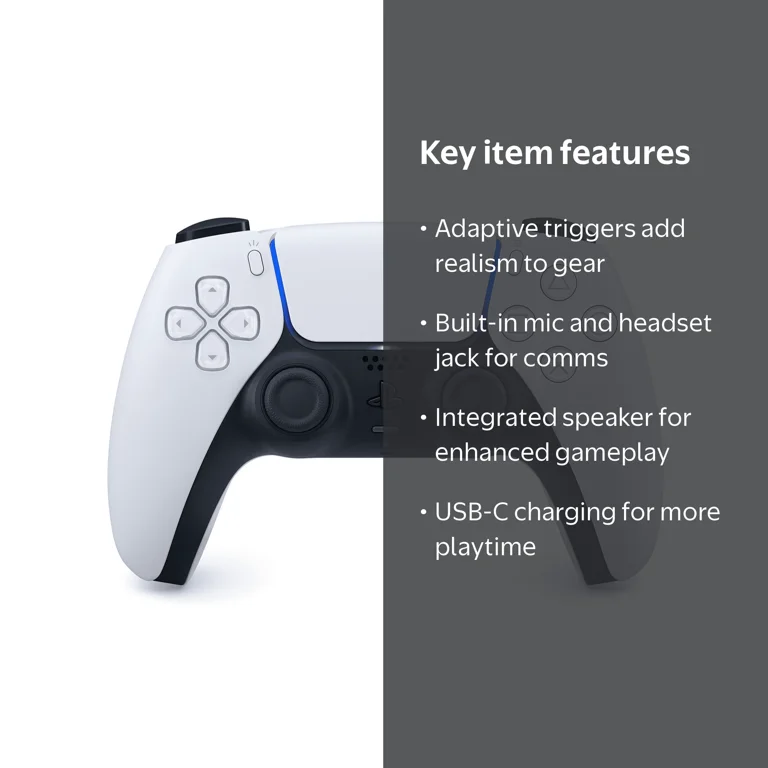 Sony PS5 DualSense Wireless Controller, White, Adaptive Triggers