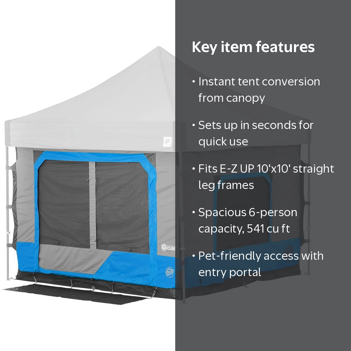 E-Z Up Camping Cube 6.4 Converts 10' Canopy into Camping Tent