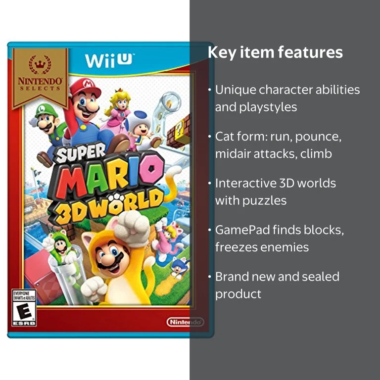 Nintendo Super Mario 3D World Multiplayer Game for Wii U