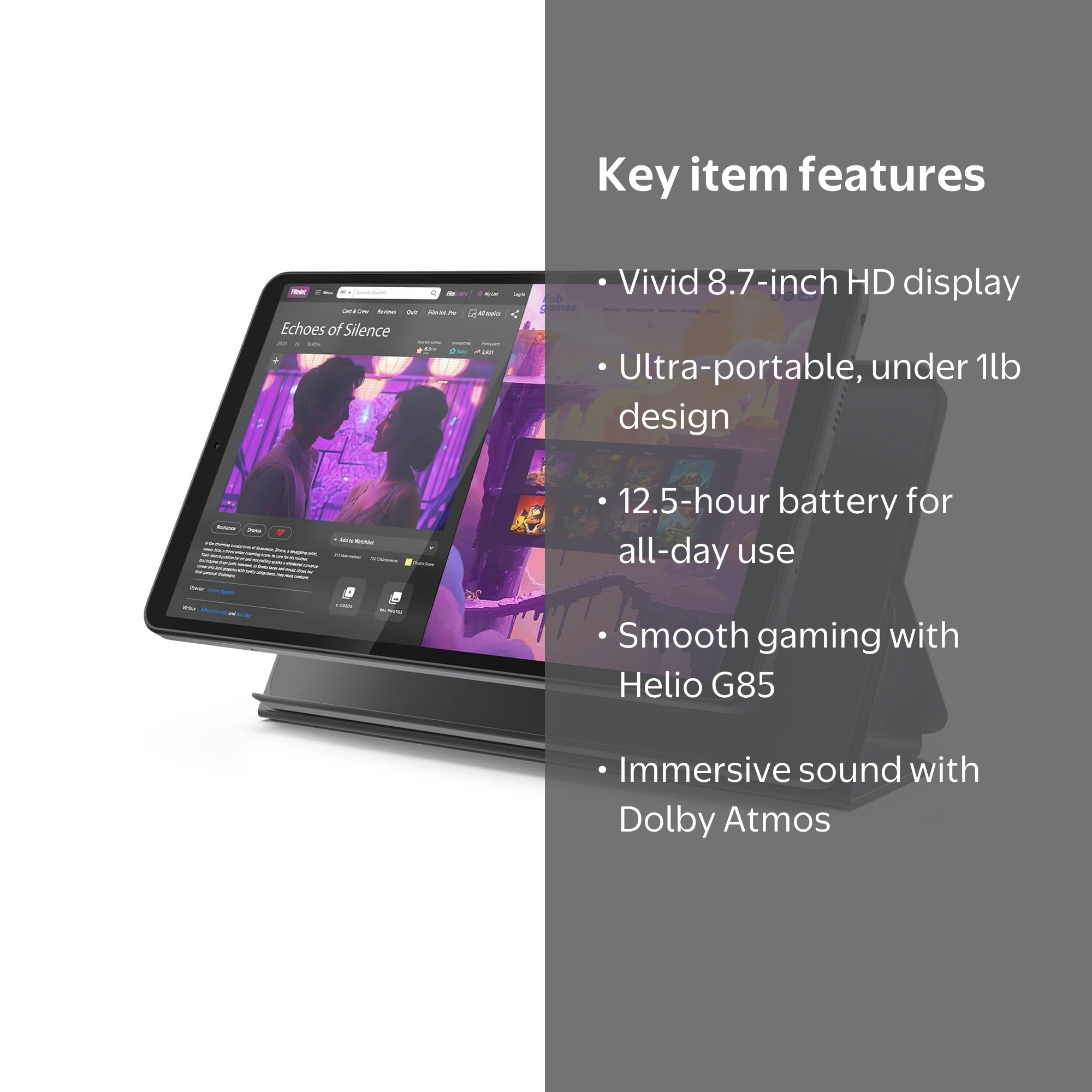 【値下げ】Lenovo Tab 4GB 64GB Wi-Fi フィルム&ケース付 Lenovo Tab One with Folio Case - Helio G85 / 4GB RAM / 64 GB