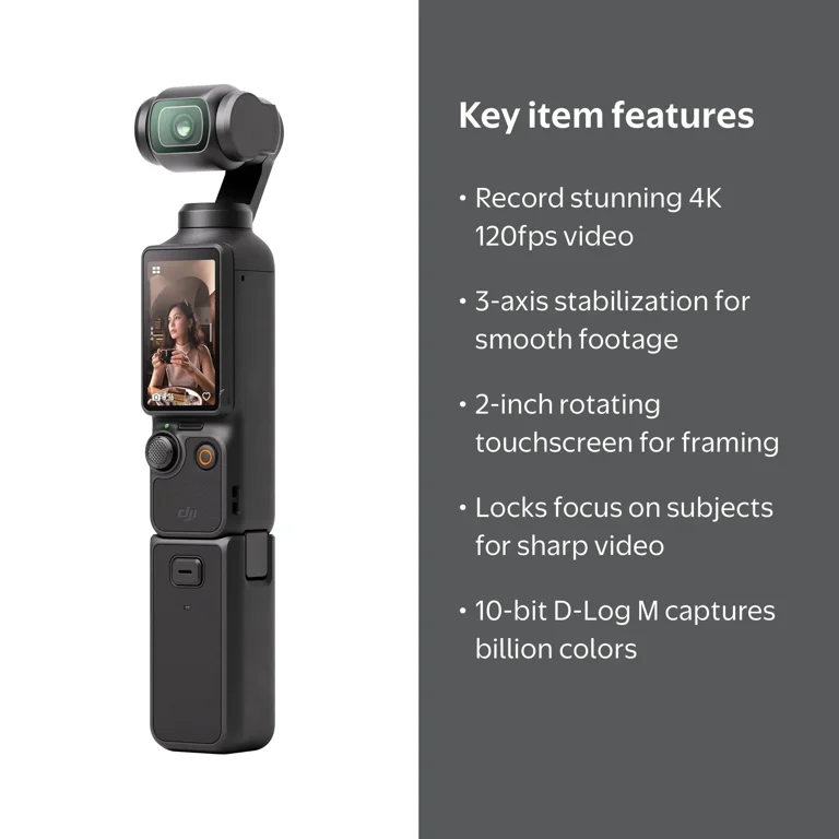 DJI Osmo Pocket 3 Combo, 4K Camera, 3-Axis Stabilization
