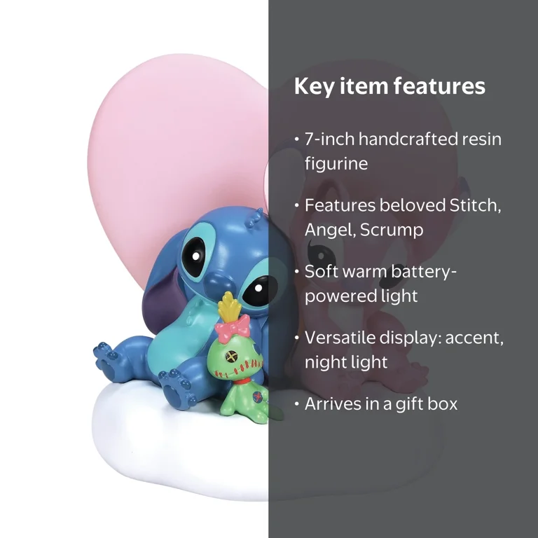Disney Showcase Stitch and Angel Light Up Heart Love Figurine 7in