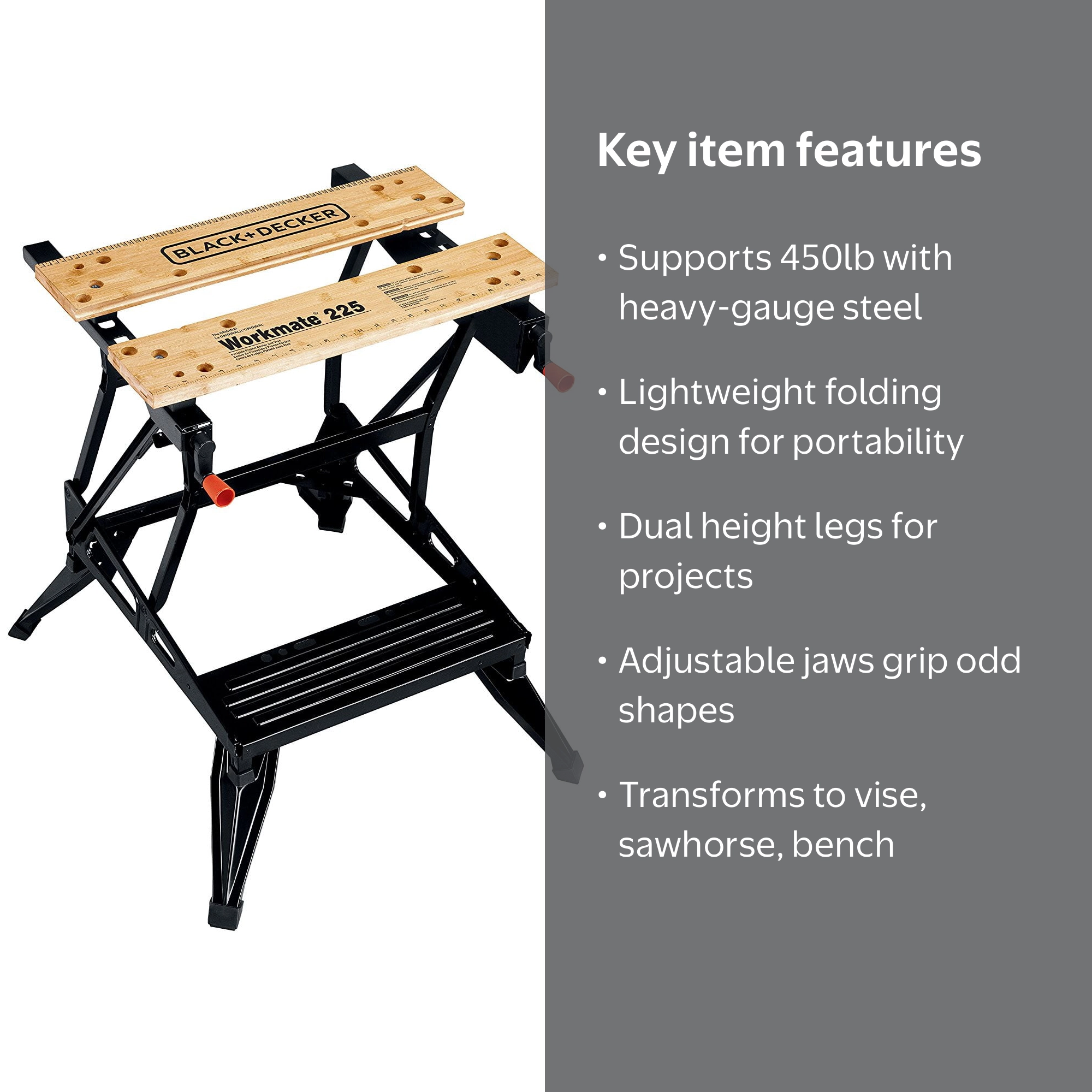 BLACK+DECKER WM225 Heavy Duty Metal Workbench, Portable Work BLACK+DECKER WM225 Heavy Duty Metal Workbench, Portable Work