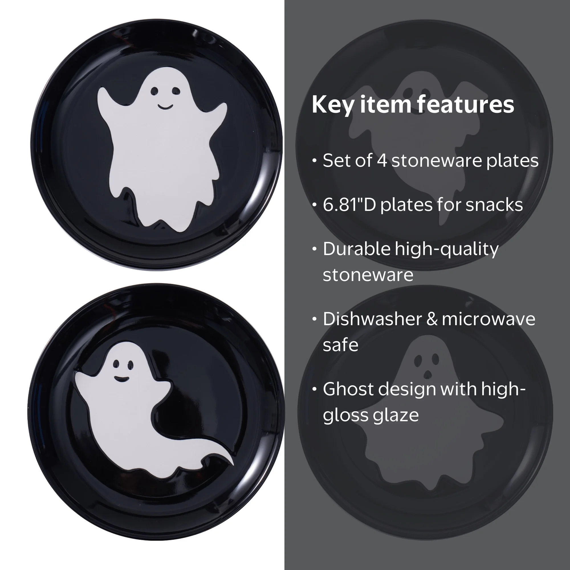 Way to Celebrate Halloween 4pk Ceramic Ghost Appetizer Plates