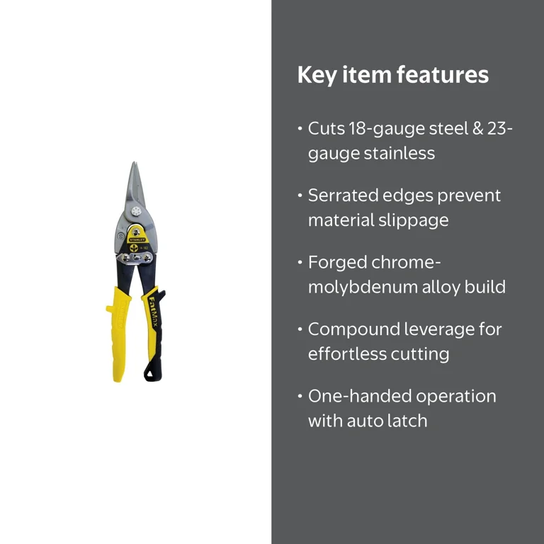 Stanley, 14-563 MaxSteel‚Ñ¢ Straight Cut Aviation Snip, 9-7/8