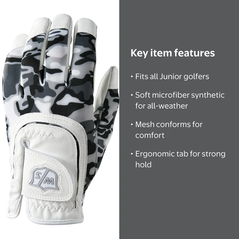 Wilson, Junior Camo Fit All Golf Glove, Pink, All-Weather