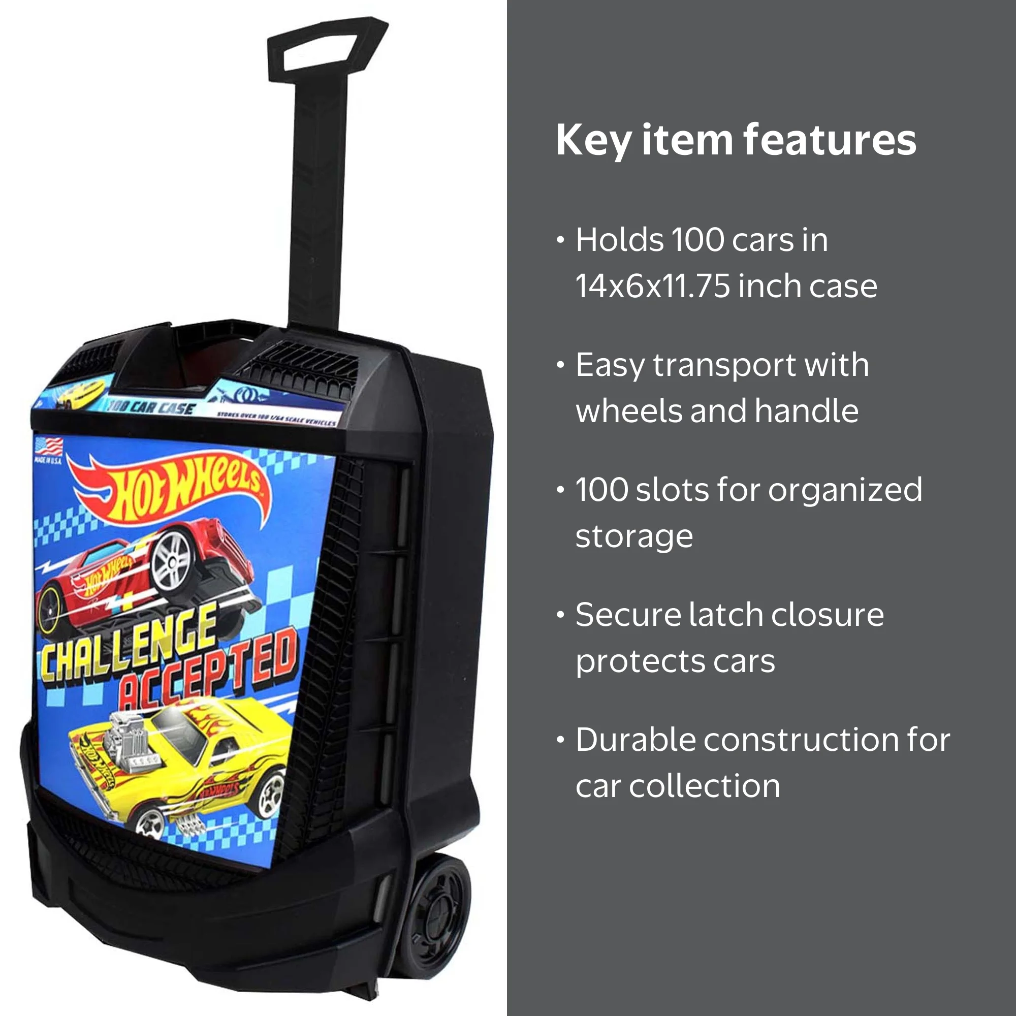 Hot Wheels Travel Pull Suitcase: 100-Car Rolling Storage Case with