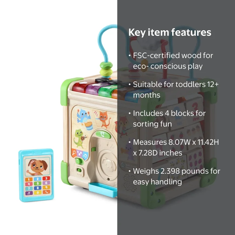 LeapFrog Touch & Learn Wooden Activity Cube - FSC 100% Plastic
