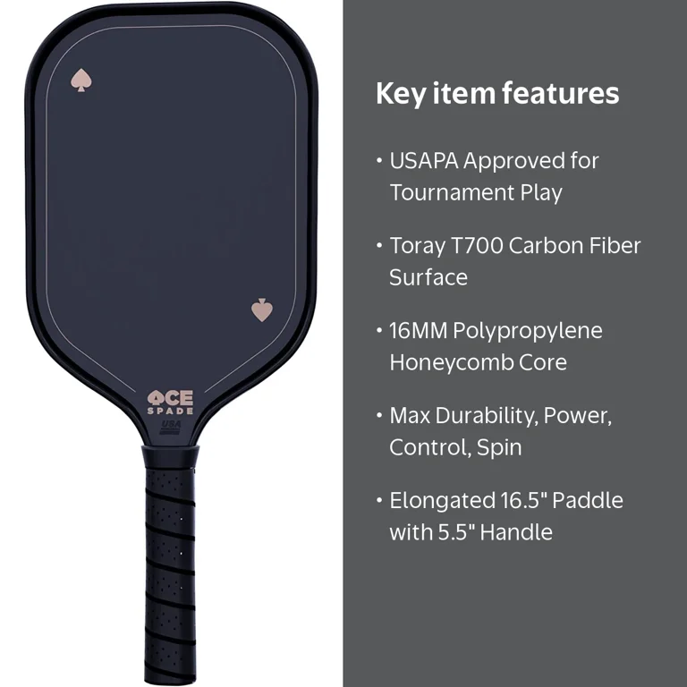 ACE Pickleball Spade - Carbon Fiber Paddle, USAPA Approved