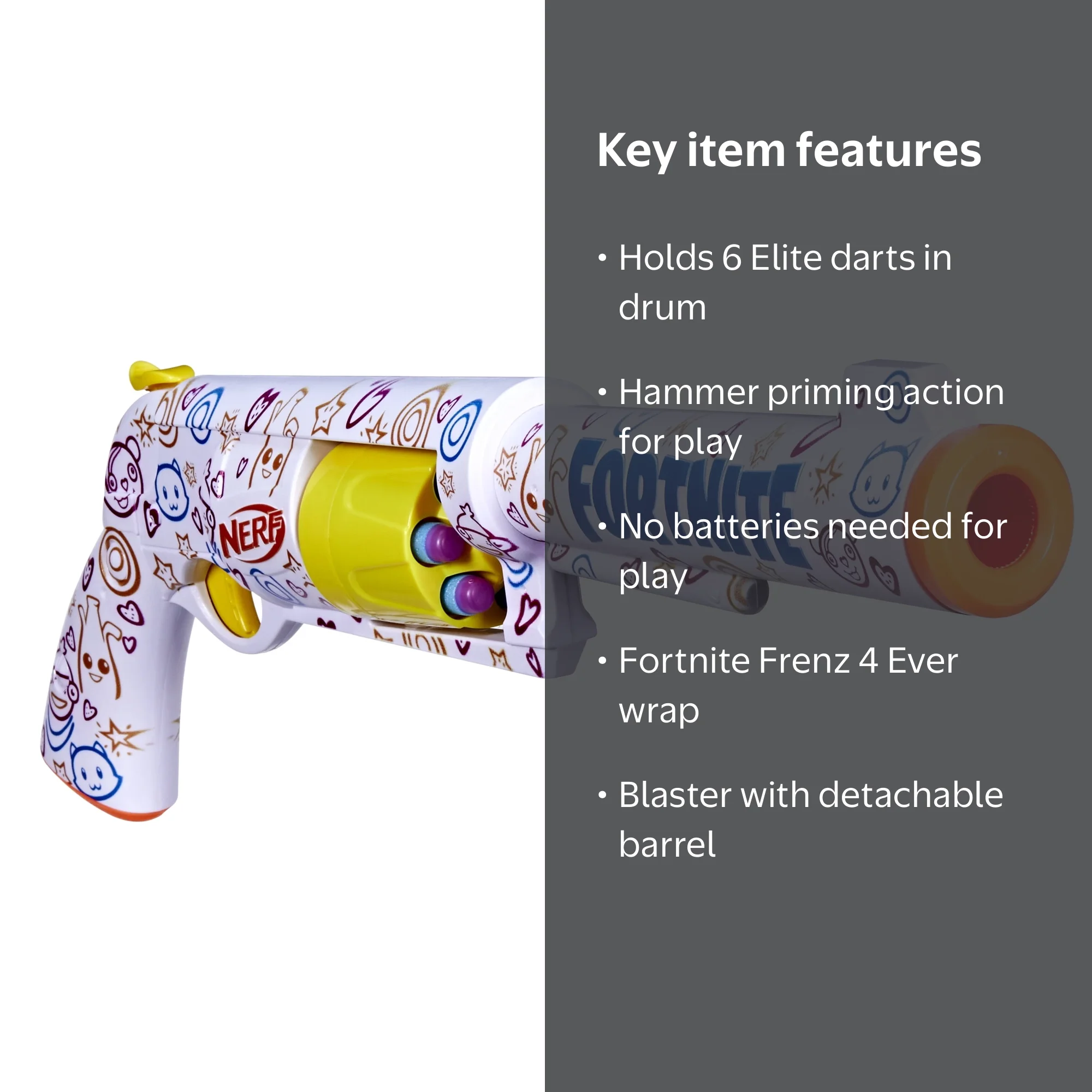 Nerf, Foam Dart Blaster, Frenz 4 Ever, 6-Dart Drum, Includes Code