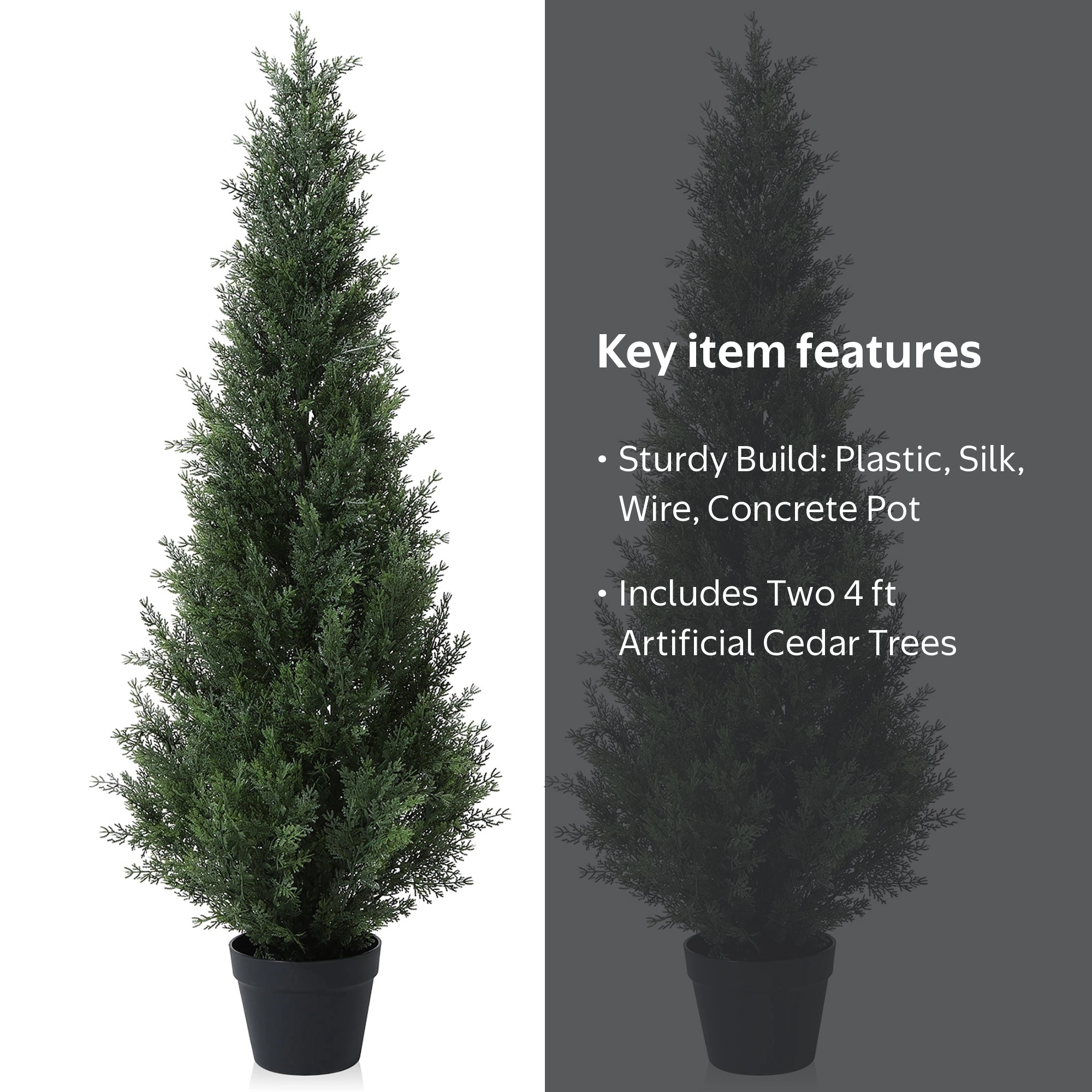 DR.Planzen, Artificial Cedar Tree, 4 ft Outdoor Fake Tree, Set of