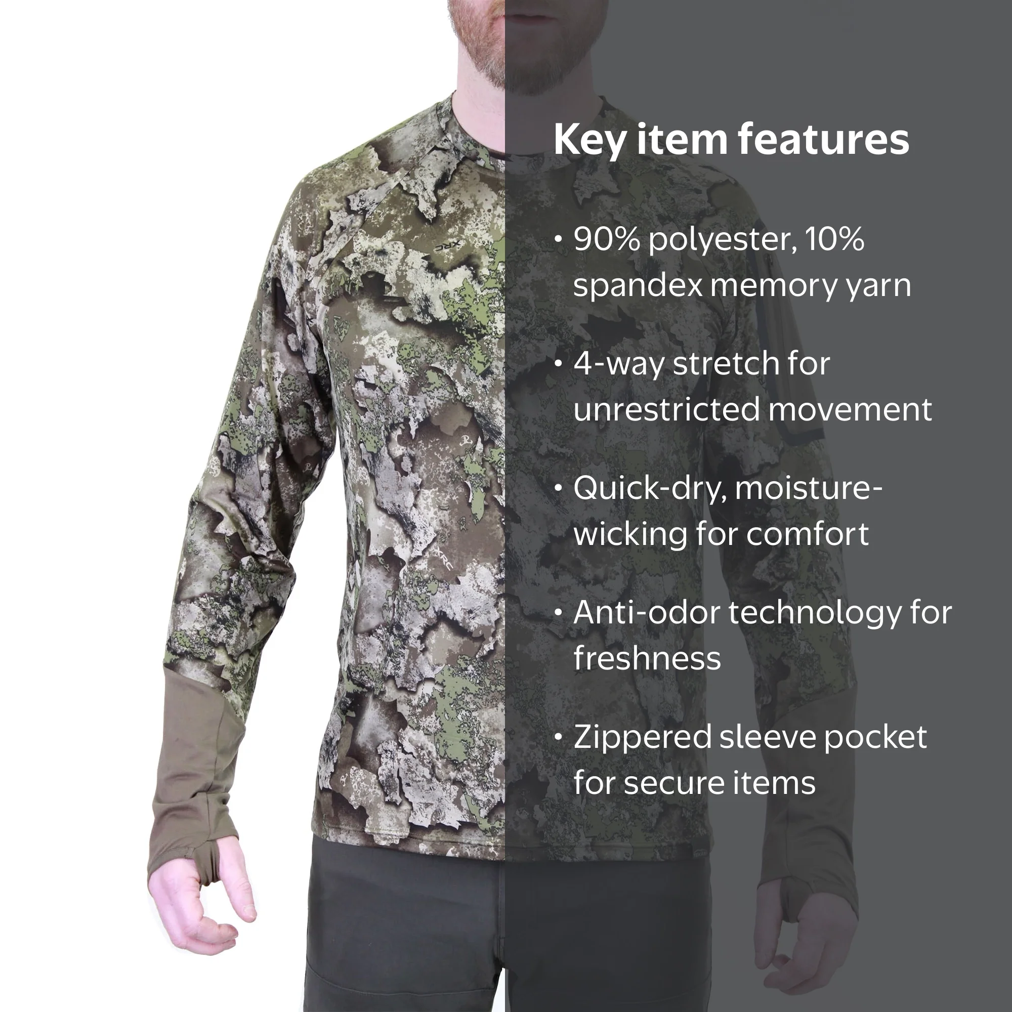TrueTimber Tekari Men's Long Sleeve Performance Shirt - XRC Camo