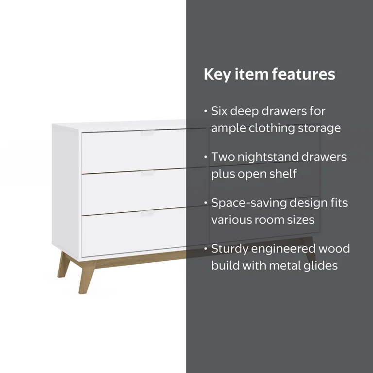 Kappesberg Hanford 3-Piece Bedroom Set, One 6-Drawer Dresser & Two Kappesberg Hanford 3-Piece Bedroom Set, One 6-Drawer Dresser & Two