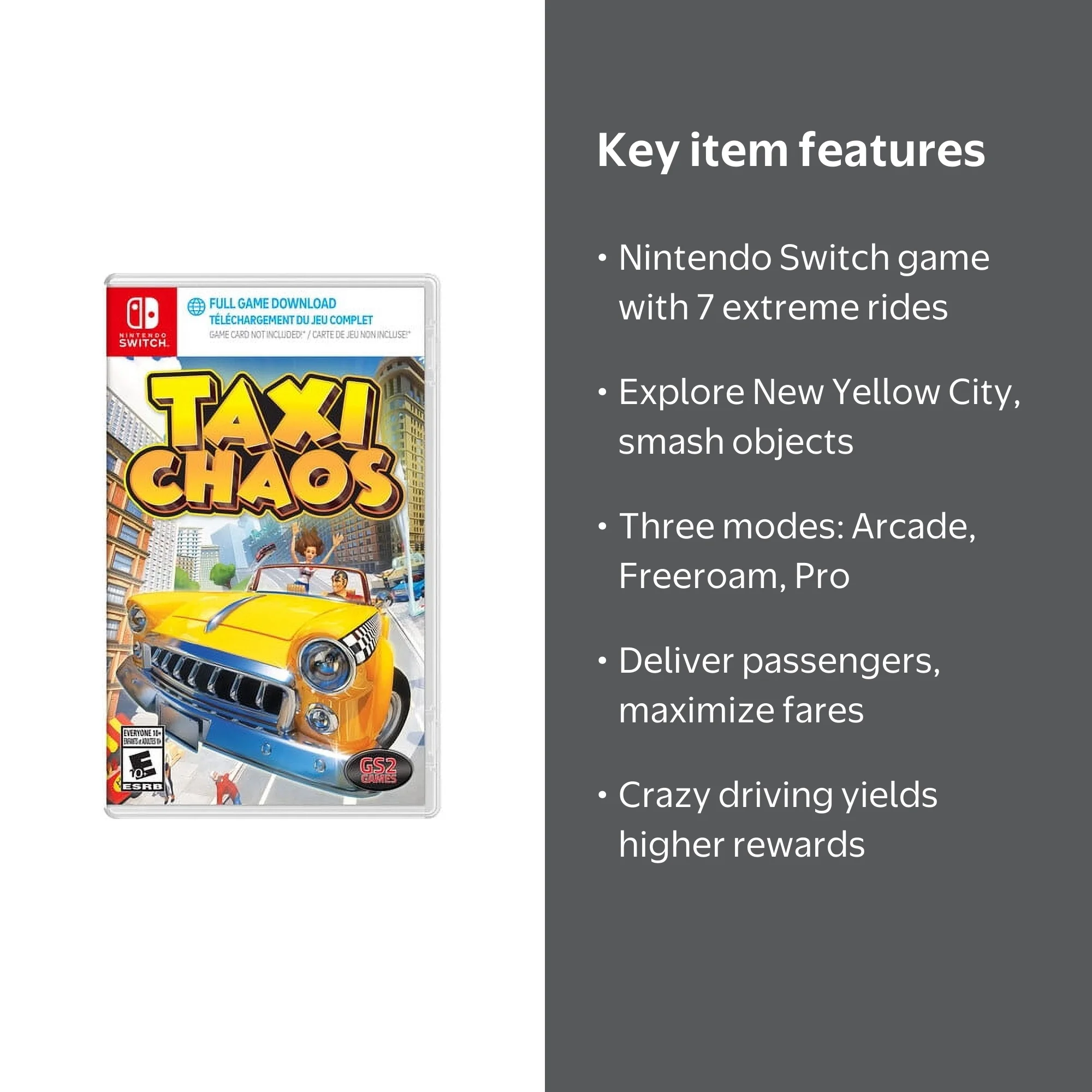 Nintendo Switch Game - Taxi Chaos (Code in a Box) - Walmart.com