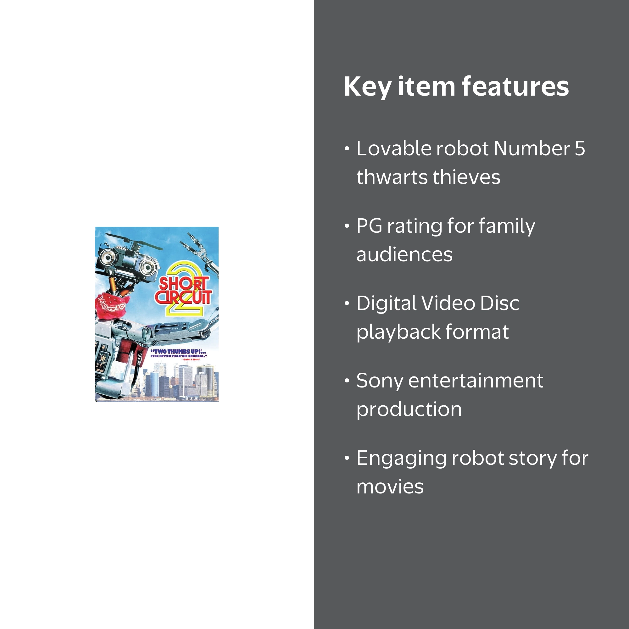Sony's Short Circuit 2 Movie - Comedy DVD featuring Robot Number 5
