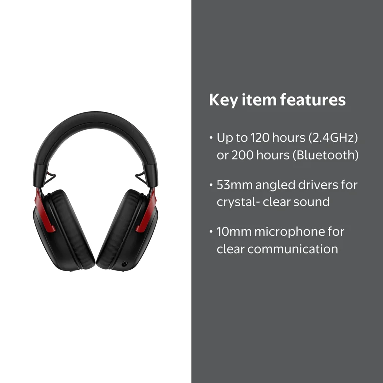 HP HyperX Cloud III S Wireless Gaming Headset, 120/200 Hr Battery