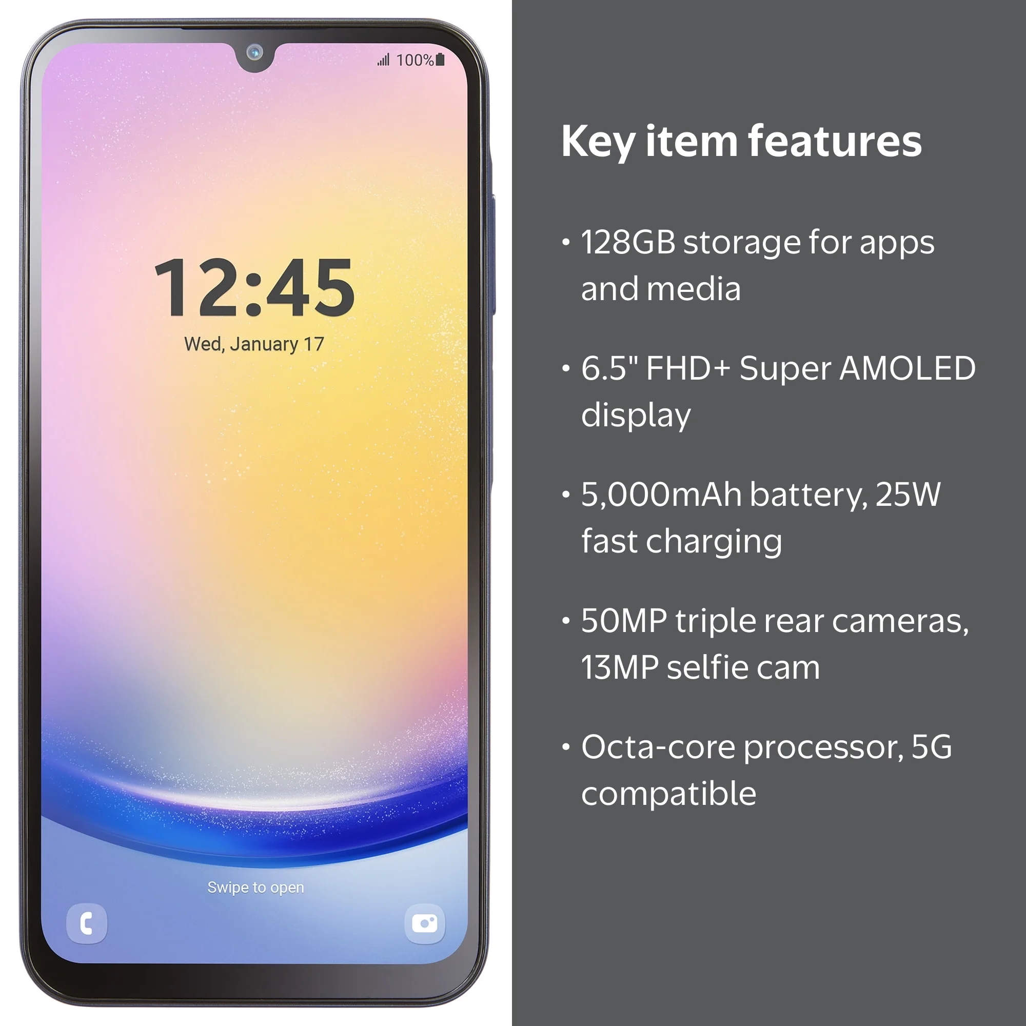 Total Wireless Samsung Galaxy A25, 5G, 128gb, BLACK - Prepaid