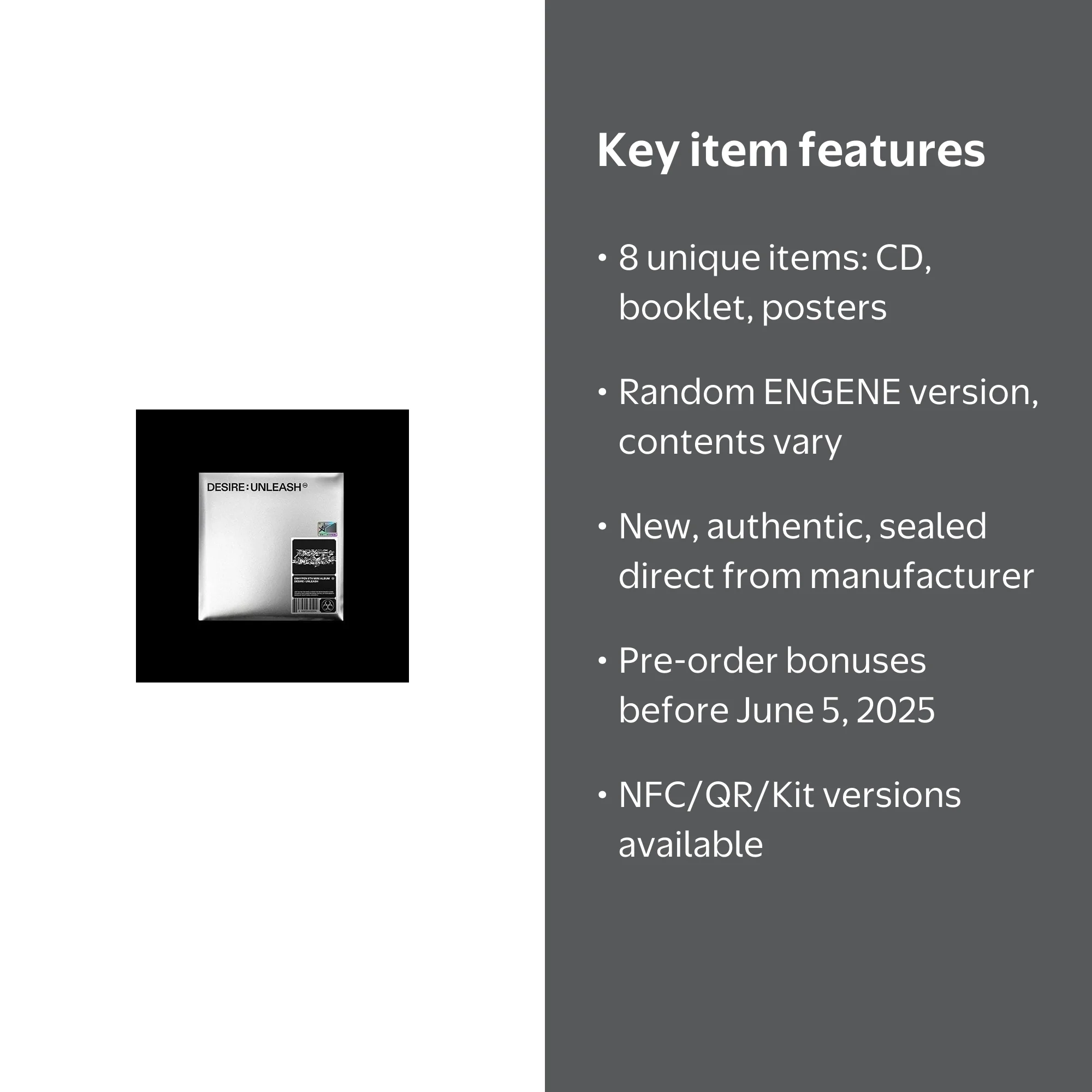 ENHYPEN - [DESIRE : UNLEASH] 6th Mini Album ENGENE RANDOM Version