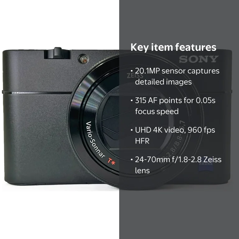 Sony Cyber-Shot DSC-RX100 VA Digital Camera, 20.1MP, 4K Video