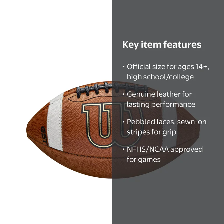Wilson, Official Size Leather Game Football, 1003 for High School