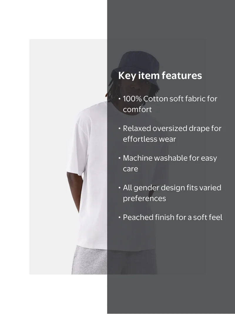 No Boundaries Oversized Cotton Crew Neck Short Sleeve T-Shirt for