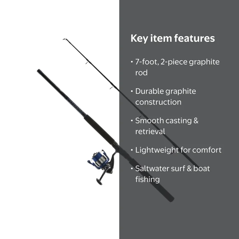 Tsunami Saltwater Spinning Fishing Combo, 7', 2-Piece - Silver