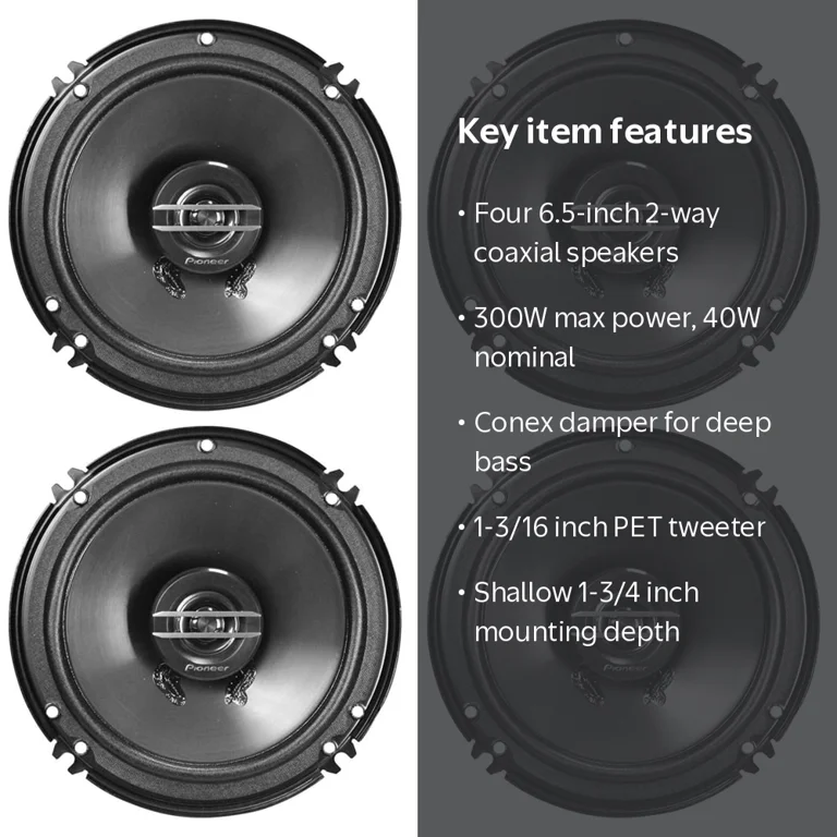 TS-G1620F PL-206 16cmスピーカー4個 Pioneer, TS-G1620F Car Audio Speakers, 4-Pack, 6.5 2-Way Coaxial